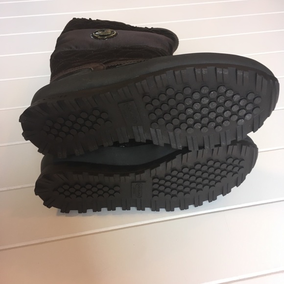 Coach New In Box Drexel Chocolate Quilted Snow Boots Monogram Solid Deadstock - Picture 6 of 7